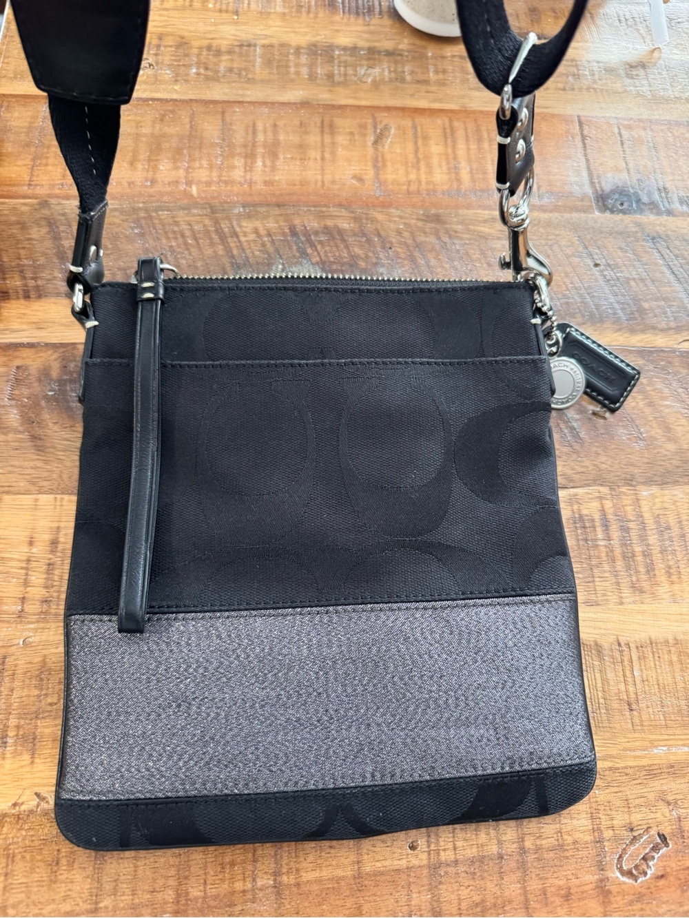 Genuine Coach Black Metallic Sling Crossbody Bag